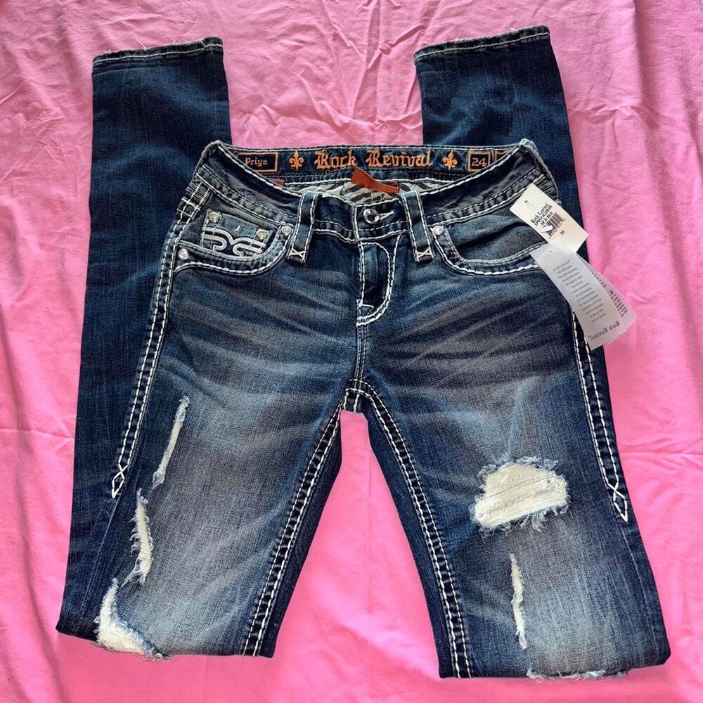 Rockrevival Women's Navy and Blue Jeans